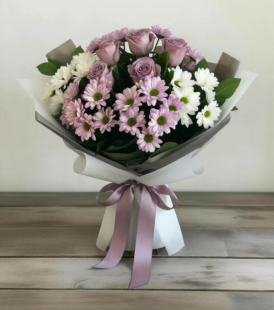Букет цветов из: Хризантемы и Розы в Поселке Учхоза Александрова