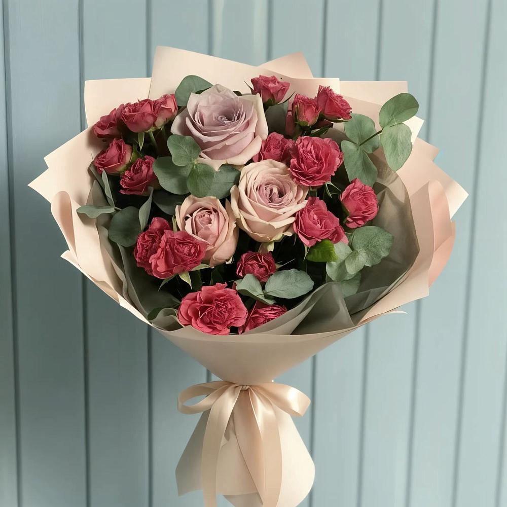 Букет цветов из: Гвоздики и Розы в Поселке Учхоза Александрова