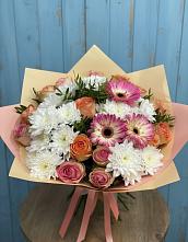 Букет цветов из:  Розы, Герберы и Хризантемы в Поселке Учхоза Александрова