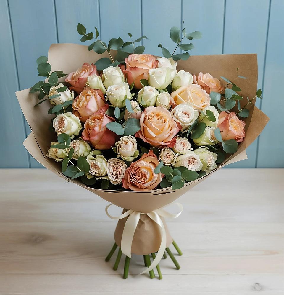 Букет цветов из: Альстромерии и Розы в Поселке Учхоза Александрова