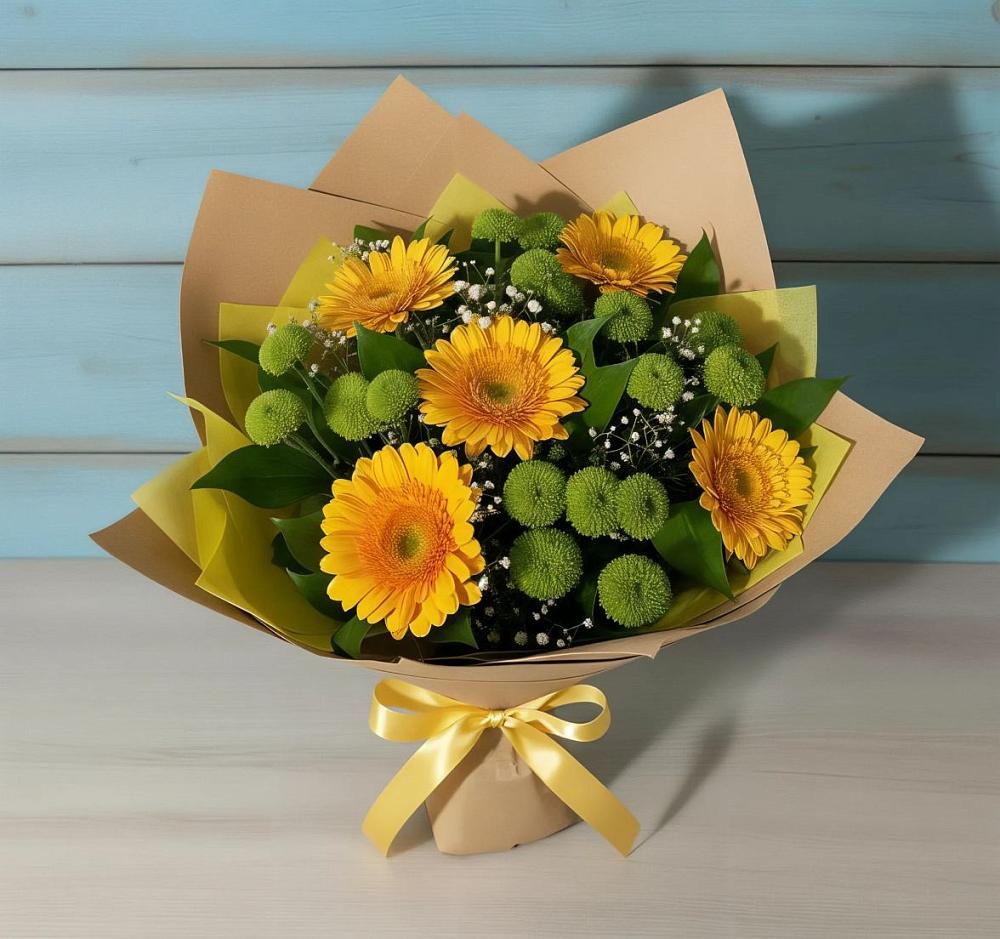 Букет цветов из: Герберы и Хризантемы в Поселке Учхоза Александрова