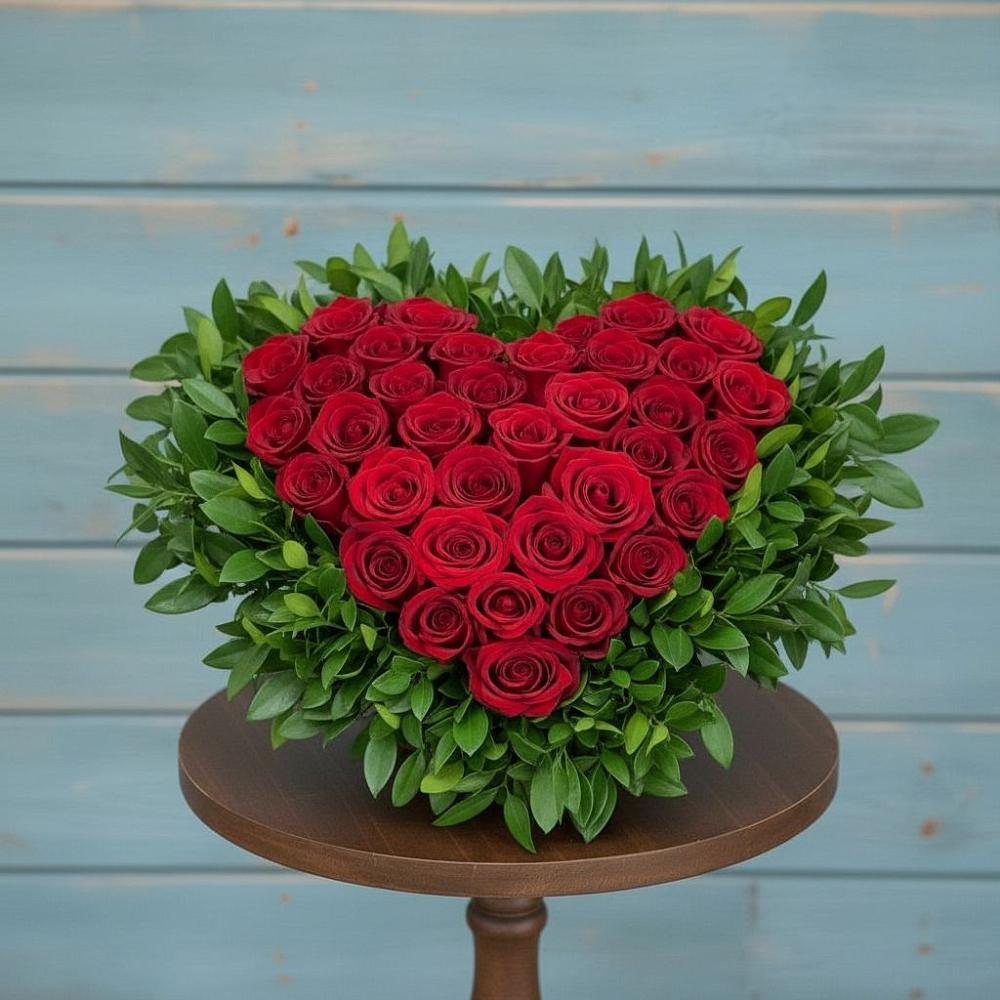 Цветочная композиция из Розы в виде сердца в Поселке Учхоза Александрова