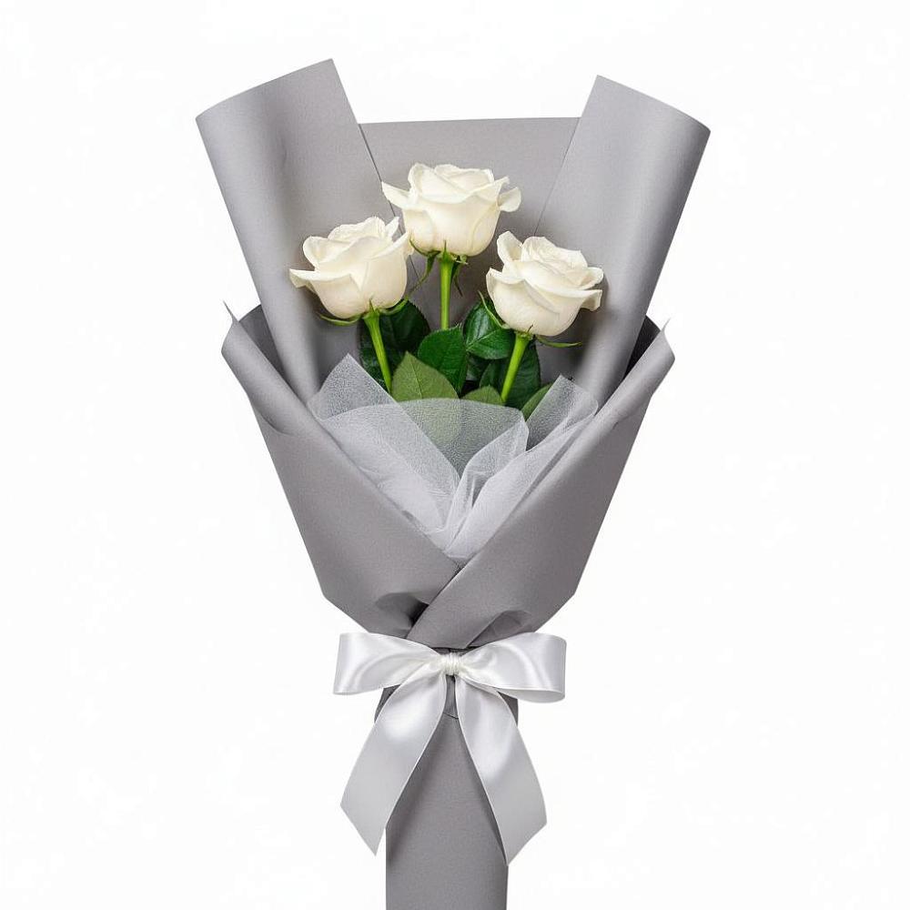Букет 3 белые розы в Поселке Учхоза Александрова