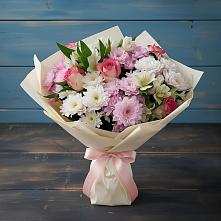 Букет цветов из:  Хризантемы, Альстромерии и Розы в Поселке Учхоза Александрова