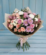 Букет цветов из:  Хризантемы, Розы и Альстромерии в Поселке Учхоза Александрова