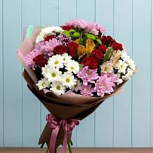 Букет цветов из:  Розы, Хризантемы и Альстромерии в Поселке Учхоза Александрова