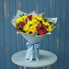 Букет цветов из:  Альстромерии и Хризантемы в Поселке Учхоза Александрова