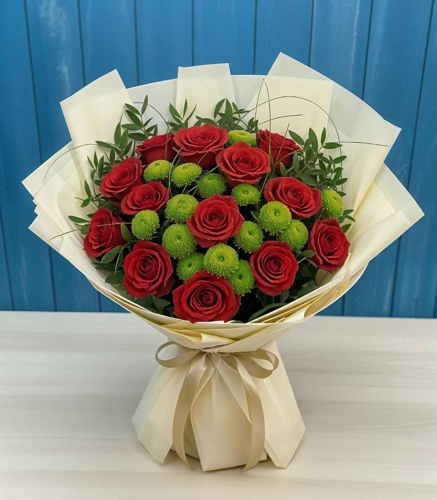 Букет цветов из: Розы и Хризантемы в Поселке Учхоза Александрова